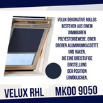 VELUX RHL PK00 9050 Sichtschutzrollo Rollo mit Haltekrallen für Dachfenster GGU GPU GTU GHU PK04 PK06 PK08 PK10 P04 P06 P08 P10 Dunkelblau